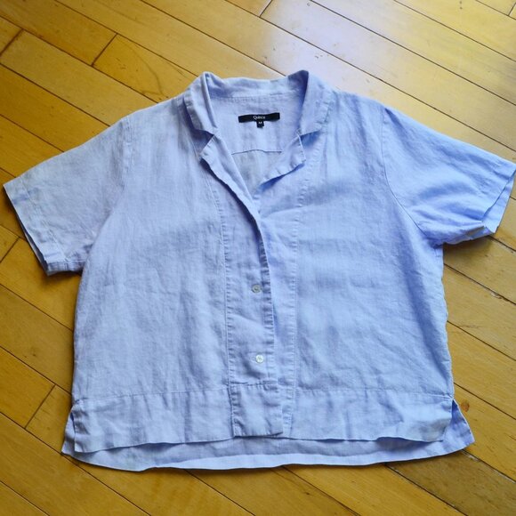 Quince 100% Linen Boxy Oversized Button Up Shirt Light Blue Size M - Picture 2 of 11
